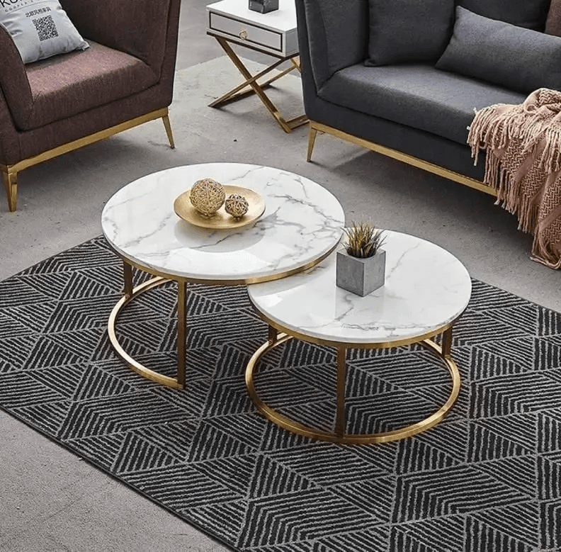 Adorable Gold Color Stainless Steel Coffee Table Set of 2 Perfect Gift